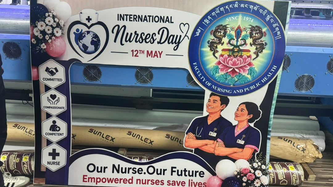 Healthcare event backdrop printed for an International Nurses Day programme