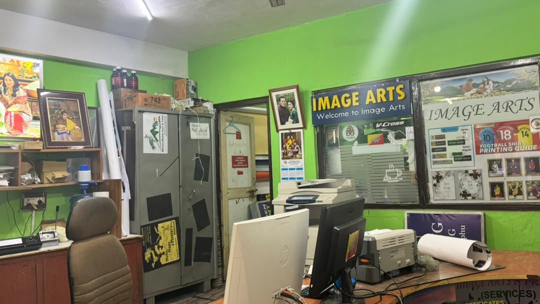 Sample signboards and printed work displayed at the Image Arts showroom